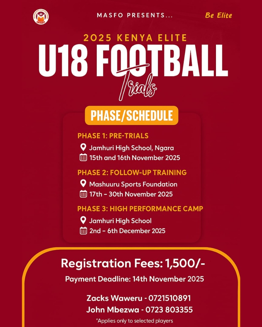 2025 Kenya Elite U18 Football Trials