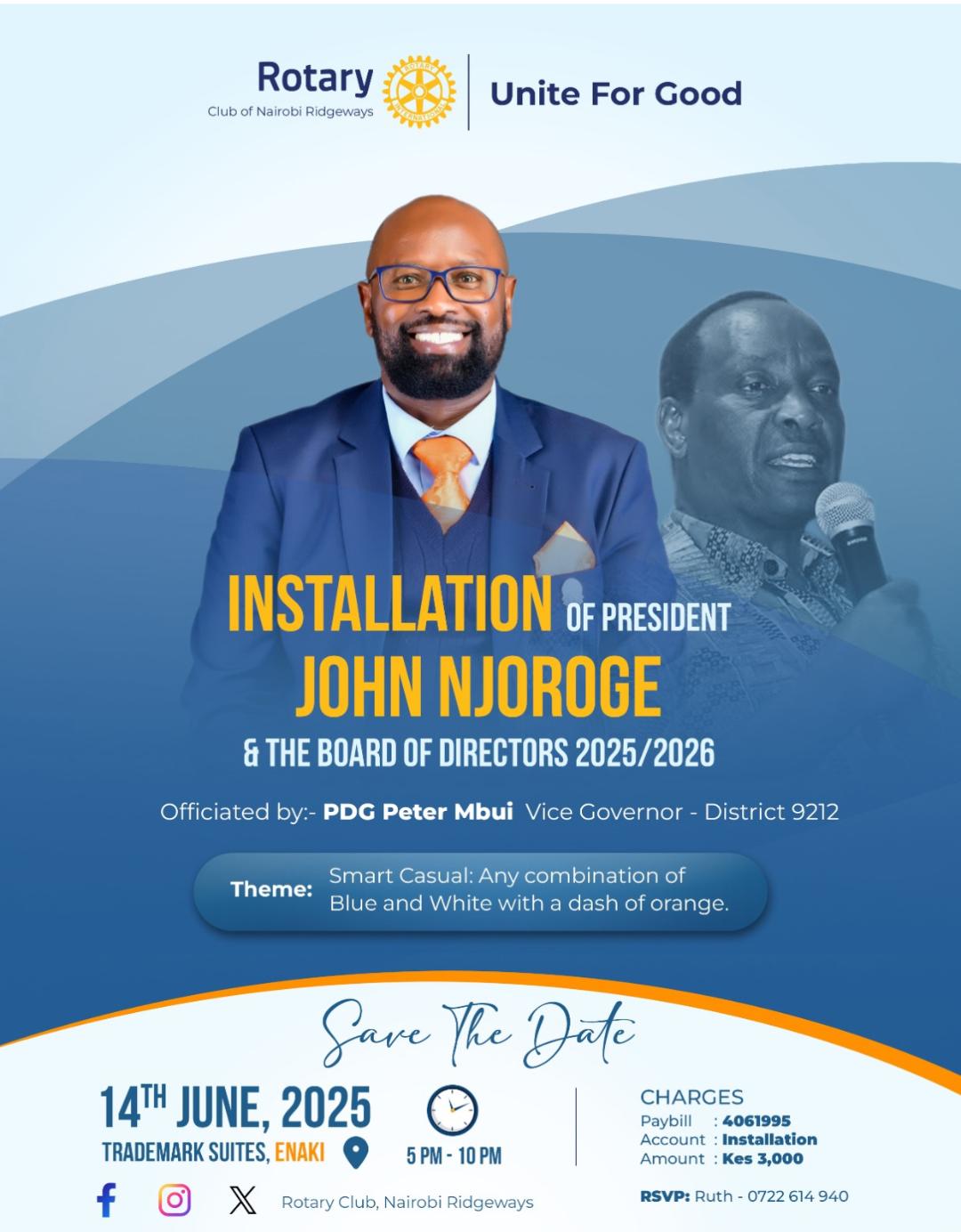 RC Nairobi Ridgeways Installation of President John Njoroge and The Board of Directors